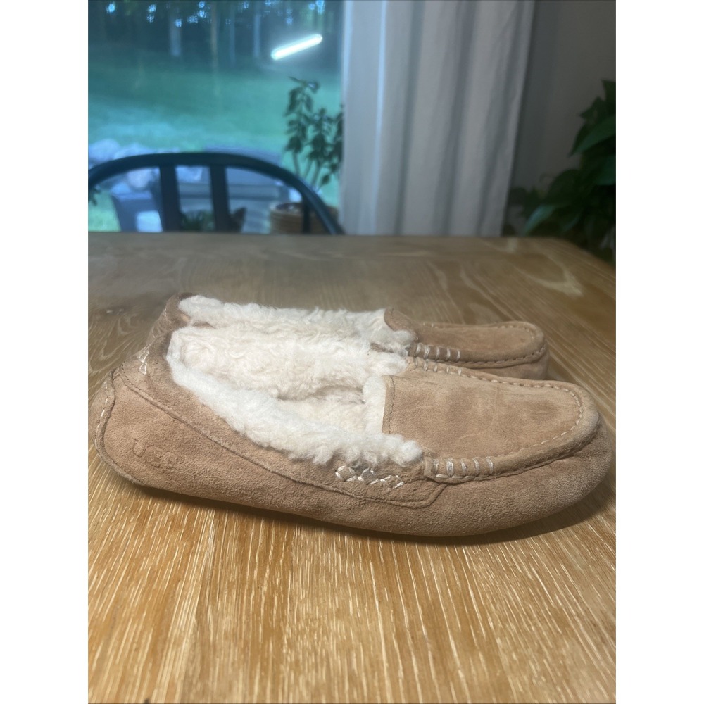 UGG Women's Ansley Slippers Slip On Shoes Chestnut Suede Fur Lined Size 7 US